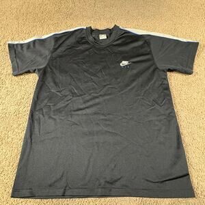 VTG Nike Air Soccer Short Sleeve Jersey Shirt Warm Up Size XL Black Striped Logo